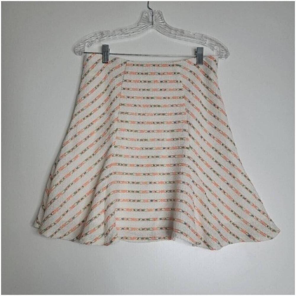 Anthropologie by Maeve Lucaya Striped Swing Skirt Cream A-Line Size 4